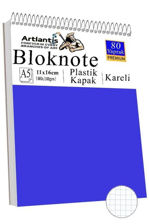 Telli Masaüstü Not Defteri Kareli A5 Orta Boy 1 Adet Masa Üstü Plastik Kapaklı Spiralli Bloknot Blocknote 80 Yaprak Büro