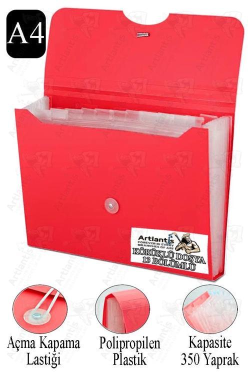 Körüklü Dosya 13 Bölmeli 1 Adet A4 Akardiyon Dosya Düzenleyici 13 Cepli Lastikli Dosya Belge Düzenleyici Klasör