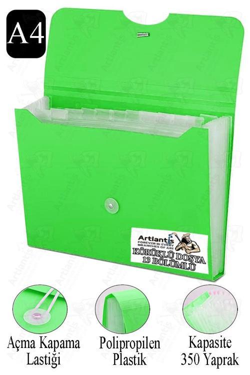 Körüklü Dosya 13 Bölmeli 1 Adet A4 Akardiyon Dosya Düzenleyici 13 Cepli Lastikli Dosya Belge Düzenleyici Klasör