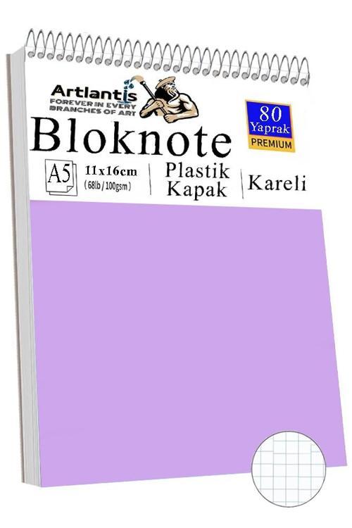 Telli Masaüstü Not Defteri Kareli A5 Orta Boy 1 Adet Masa Üstü Plastik Kapaklı Spiralli Bloknot Blocknote 80 Yaprak Büro