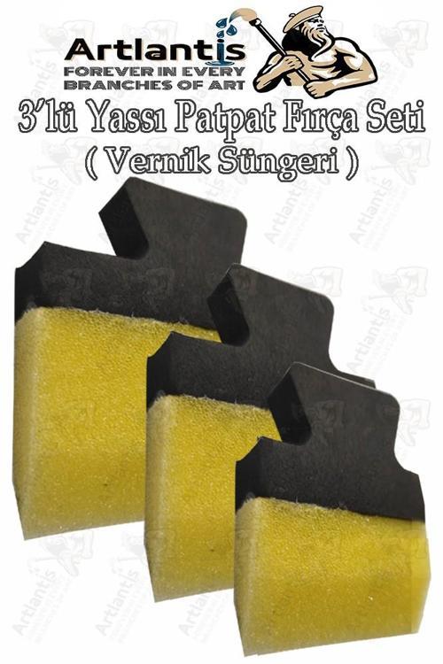 Yassı Patpat Sünger Fırça Seti 3 lü 1 Paket Sünger Boyama Fırçası Kesik Uç Vernik Süngeri Resim Süngeri Hobi Sanat