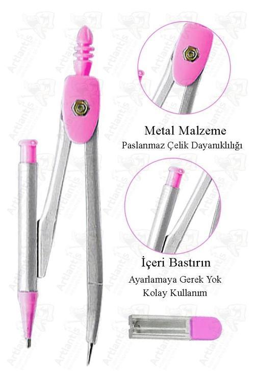 0.7 Uçlu Metal Pergel 1 Adet Fixpoint Kutulu Metal Pergel Versatil Uçlu Mekanik Kalem Basmalı Uçlu Pergel