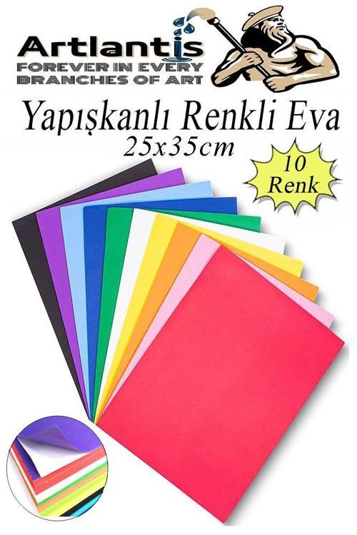 Yapışkanlı Eva 25x35 cm 10 Renk 1 Paket Yapışkanlı Eva Süngeri 10'lu Okul Kreş Anasınıfı Elişi Etkinlikleri