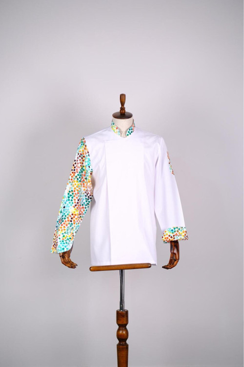 Aşçı Ceketi İthal Kumaş Desenli Unisex Çıtçıtlı Uzun Kollu Chef Aşçı Mutfak Ceketi