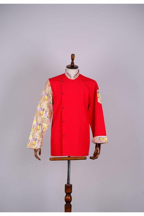 Aşçı Ceketi İthal Kumaş Desenli Unisex Çıtçıtlı Uzun Kollu Chef Aşçı Mutfak Ceketi