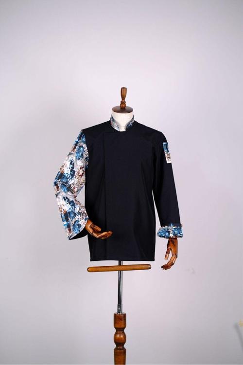 Aşçı Ceketi İthal Kumaş Desenli Unisex Çıtçıtlı Uzun Kollu Chef Aşçı Mutfak Ceketi