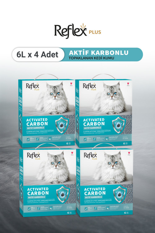 Plus Aktif Karbonlu Topaklanan Kedi Kumu 6L x 4 Adet