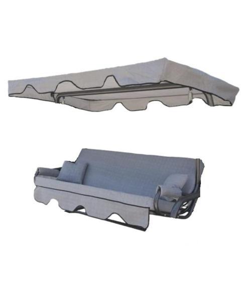 Mandaş Süngersiz 3 Kişilik Salıncak Minder Seti (Pamuklu Kumaş)-Gri YENİ