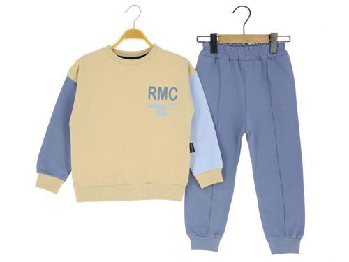 HAPPY CLUB BASKILI GARNİLİ İKİ İPLİK ALT ÜST TAKIM - RAM1180-İndigo-2 Yaş İndigo