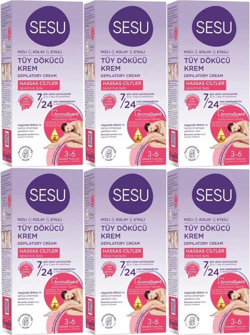 Sesu Tüy Dökücü Krem 40ML Hassas Ciltler/Sensitive (6 Lı Set)