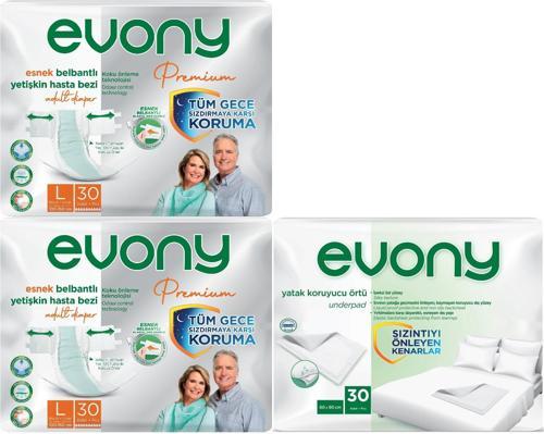 Premium Hasta Bezi Yetişkin Bel Bantlı Tekstil Yüzey Büyük 60 Adet+Yatak Koruyucu Örtü 30 Adet