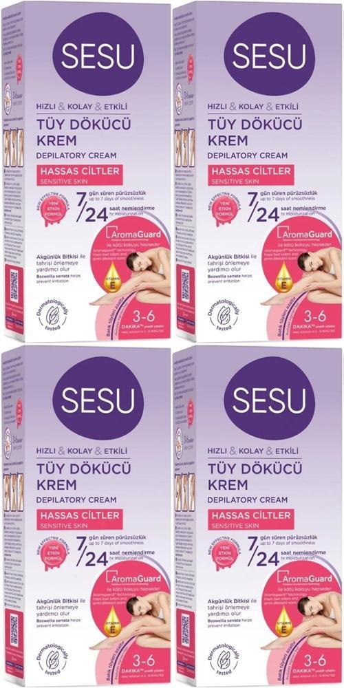 Sesu Tüy Dökücü Krem 40ML Hassas Ciltler/Sensitive (4 Lü Set)