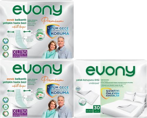 Premium Hasta Bezi Yetişkin Bel Bantlı Tekstil Yüzey XL 60 Adet + Yatak Koruyucu Örtü 30 Adet