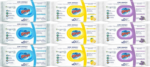 Clean Yüzey Temizlik Havlusu (Karma 9 Lu Set) (Beyaz Sabun/Limon Kokulu/Lavanta Kokulu)