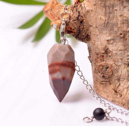 Faset Kesim Jasper Taşı Pandül ( Shiva Lingam ) - Sarkaç