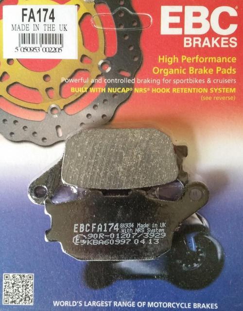 Fa174 2017-2023 Kawasaki Z 650 Uyumlu Arka Fren Balatası Organik Balata