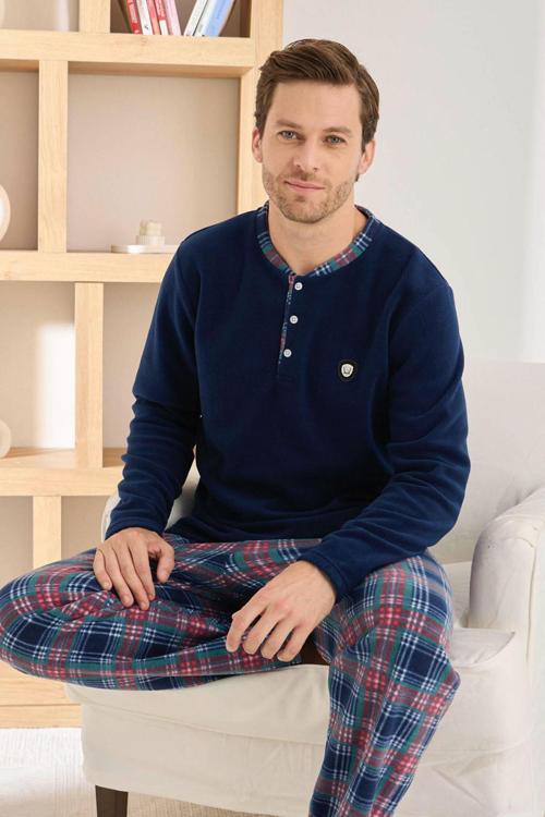 Erkek Düğme Yaka Kışlık Polar Pijama Takımı 6100/6,1 - 1 Adet
