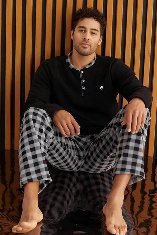 Erkek Düğme Yaka Kışlık Polar Pijama Takımı 6100/16,1 - 1 Adet