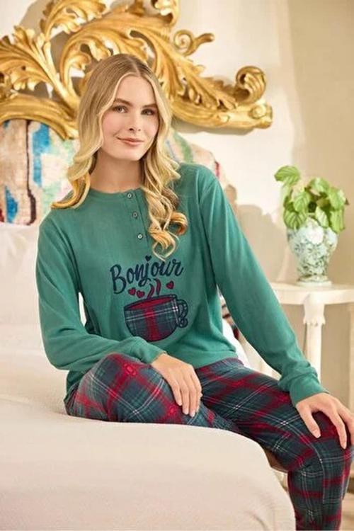 Kadın Düğme Yaka TERMAL Pijama Takımı 240668Y- 1 Adet