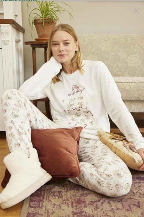 Kadın Bisiklet Yaka TERMAL Pijama Takımı 30013B- 1 Adet