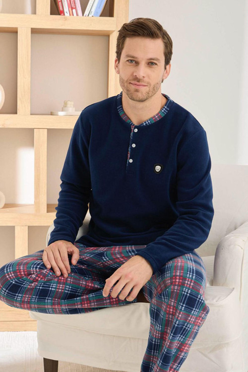 Erkek Düğme Yaka Kışlık Polar Pijama Takımı 6100/6,1 - 1 Adet