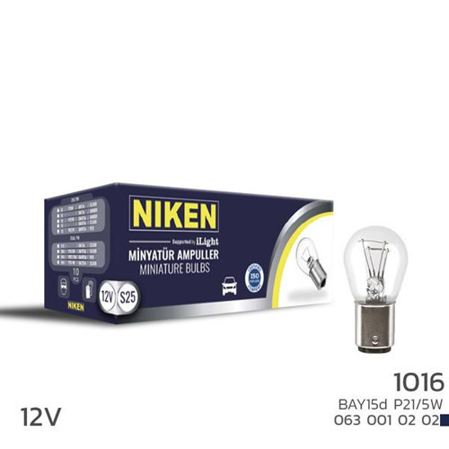 NIKEN 1016 AMPUL ŞAŞI TIR.BAY15D P21W/5W 125 10LU (10 ADET)