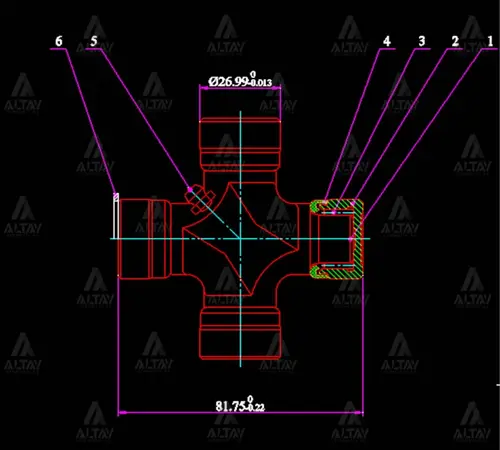 İSTAVROZ MAFSAL (ŞAFT) STAREX 2002-2008 / BONGO K2500 (28MM 10 82MM DIŞTAN SEGMAN) GU 1000