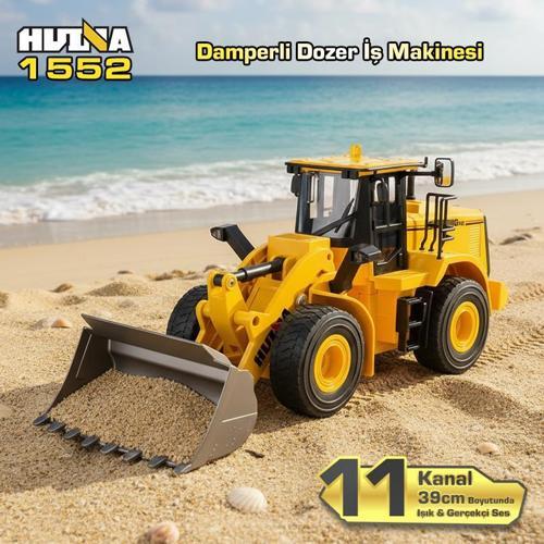 HUINA 1552 1/16 11CH RC Wheel Loader Damper Dozer Kamyon İş Makinesi Kazıcı Uzaktan Kumandalı RC Model Ses & Işık Sistem