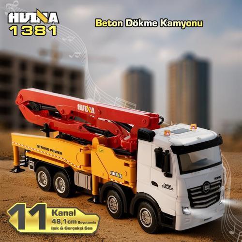 HUINA 1381 1/18 11CH Beton Çimento Dökme Kamyonu İş Makinesi İnşaat Uzaktan Kumandalı RC Model Gerçekçi Ses&Işık Sistemi