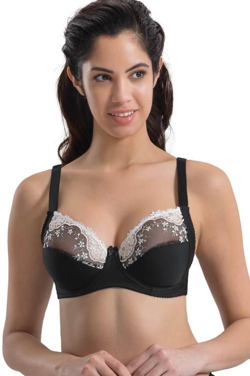 SİYAH BEYAZ MI Emay 136 C Balenli Toparlayıcı Dantelli Sütyen