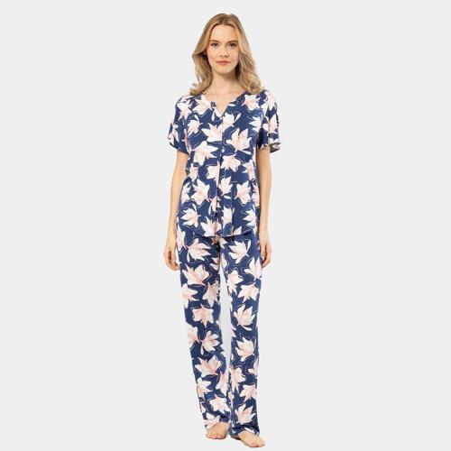 Patlı Örme Kısa Kol Pijama Takımı 3606/Lacivert