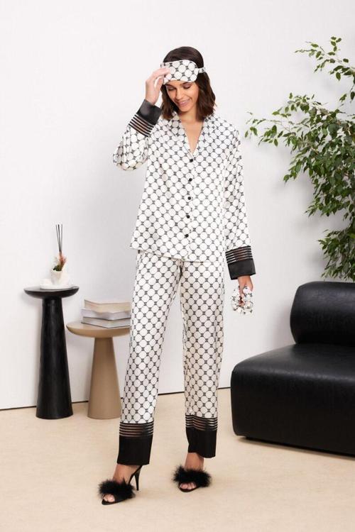 Saten Biyeli Kadın Pijama Takımı - 1300