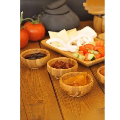 Bambu 6'lı Bambu Mini Lokumluk, Çerezlik, Sosluk & Reçellik Sunum Set