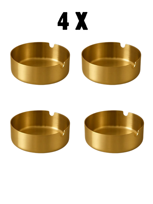 Gold Paslanmaz Çelik 4lü Kül Tablası Küllük Seti