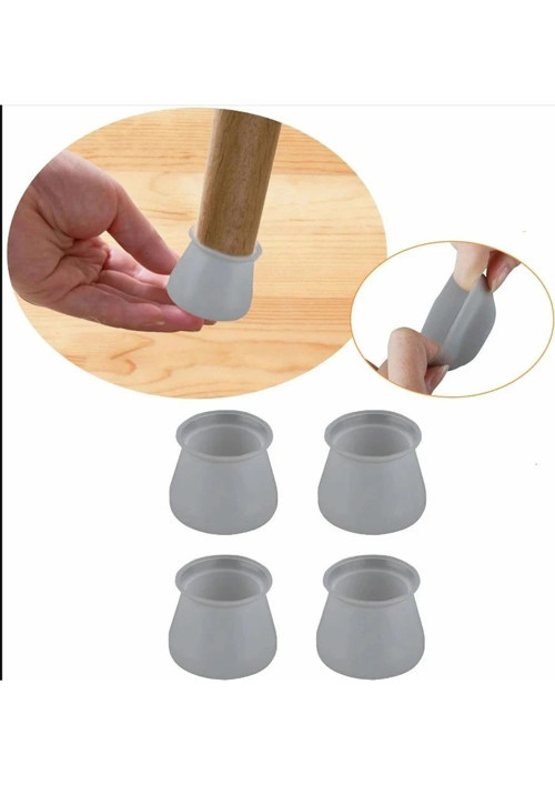 Masa Ve Sandalye Ayak Koruyucu Gri Silikon Zemin Koruyucu Silikon Pabuç 12 Adet