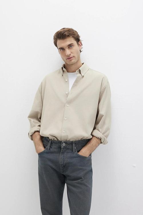 Erkek Çizgili Gömlek M0211756 Gri