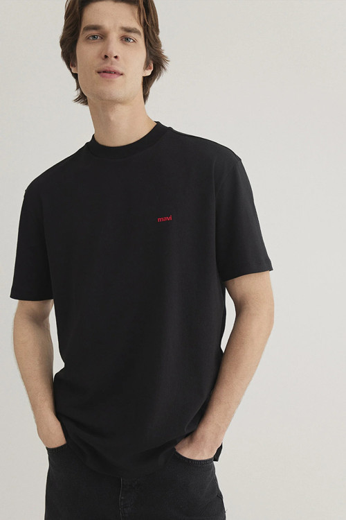 Erkek Logo Baskılı Basic T-Shirt M0612216-900 Siyah