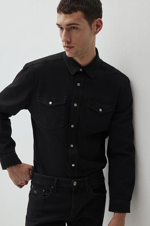 Erkek Denim Jean Gömlek M0210909-8793 Siyah