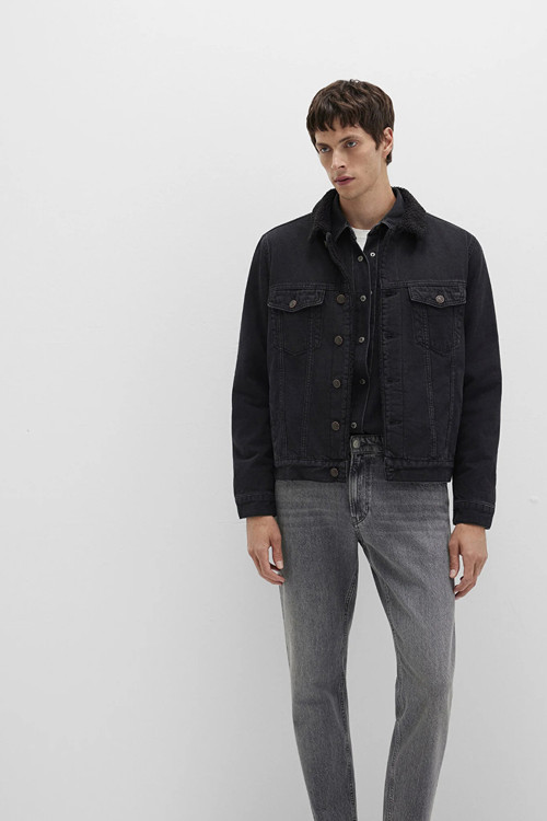 Erkek Zander Classic Denim Suni Kürklü Jean Ceket M0111214 Black
