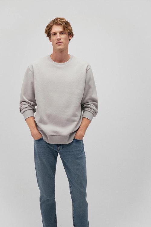 Erkek Bisiklet Yaka Basic Sweatshirt M0S10276-81582 Gri