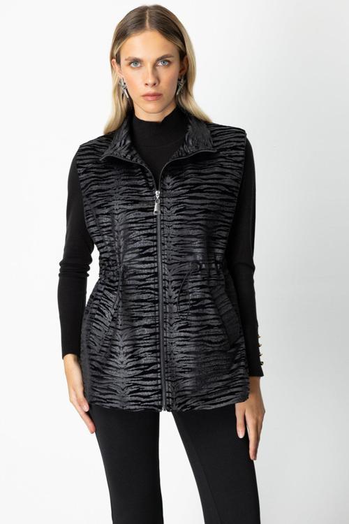 Kadın Kadife Detaylı Dik Yaka Yelek 66919 Siyah