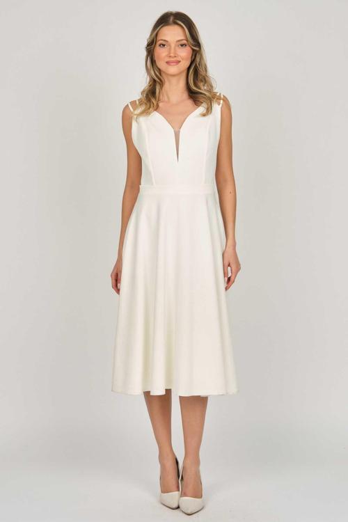 Kadın Midi Boy Abiye Elbise 5279784 Ekru