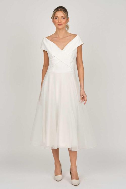 Kadın Prenses Yaka Araboy Abiye Elbise 5922090 Kemik