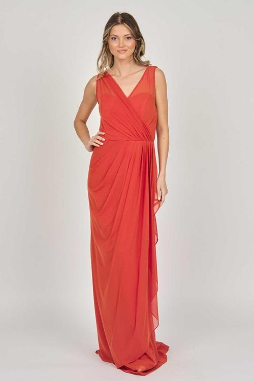 Kadın Kolsuz Uzun Abiye Elbise 5922039 Tarçın