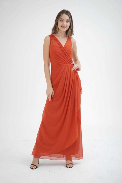 Kadın Kolsuz Uzun Abiye Elbise 5922039 Mercan
