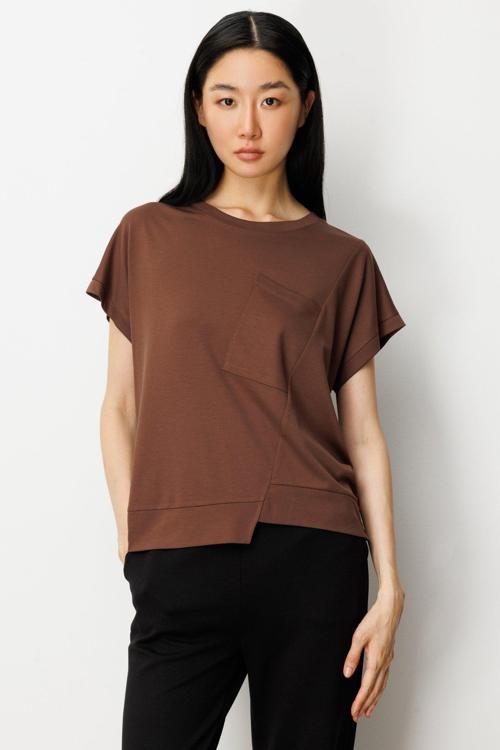 Kadın Önü Verev Sıfır Yaka Bluz 61584 Kahverengi