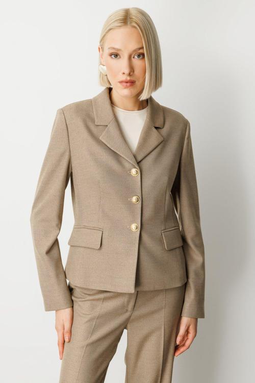 Kadın Omzu Vatkalı Kapak Cepli Ceket 5049 Gold