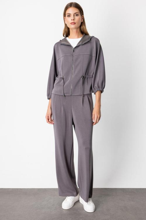 Kadın Pile Detaylı Bol Paça Eşofman Altı 64703 Antrasit