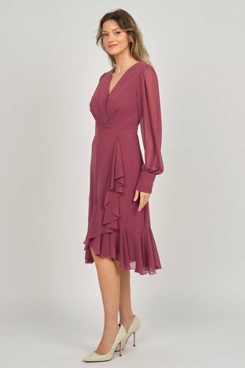 Kadın Araboy Uzun Kol Abiye Elbise 5922117 Tarçın