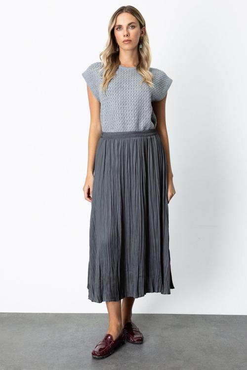 Kadın Kırışık Görünümlü Midi Etek 64209 Antrasit